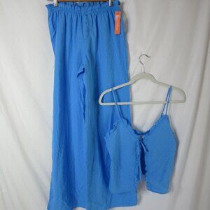 Colsie Pajama Set Poplin Swiss Dot Tank Top Pants Sky Blue Size XS NWT